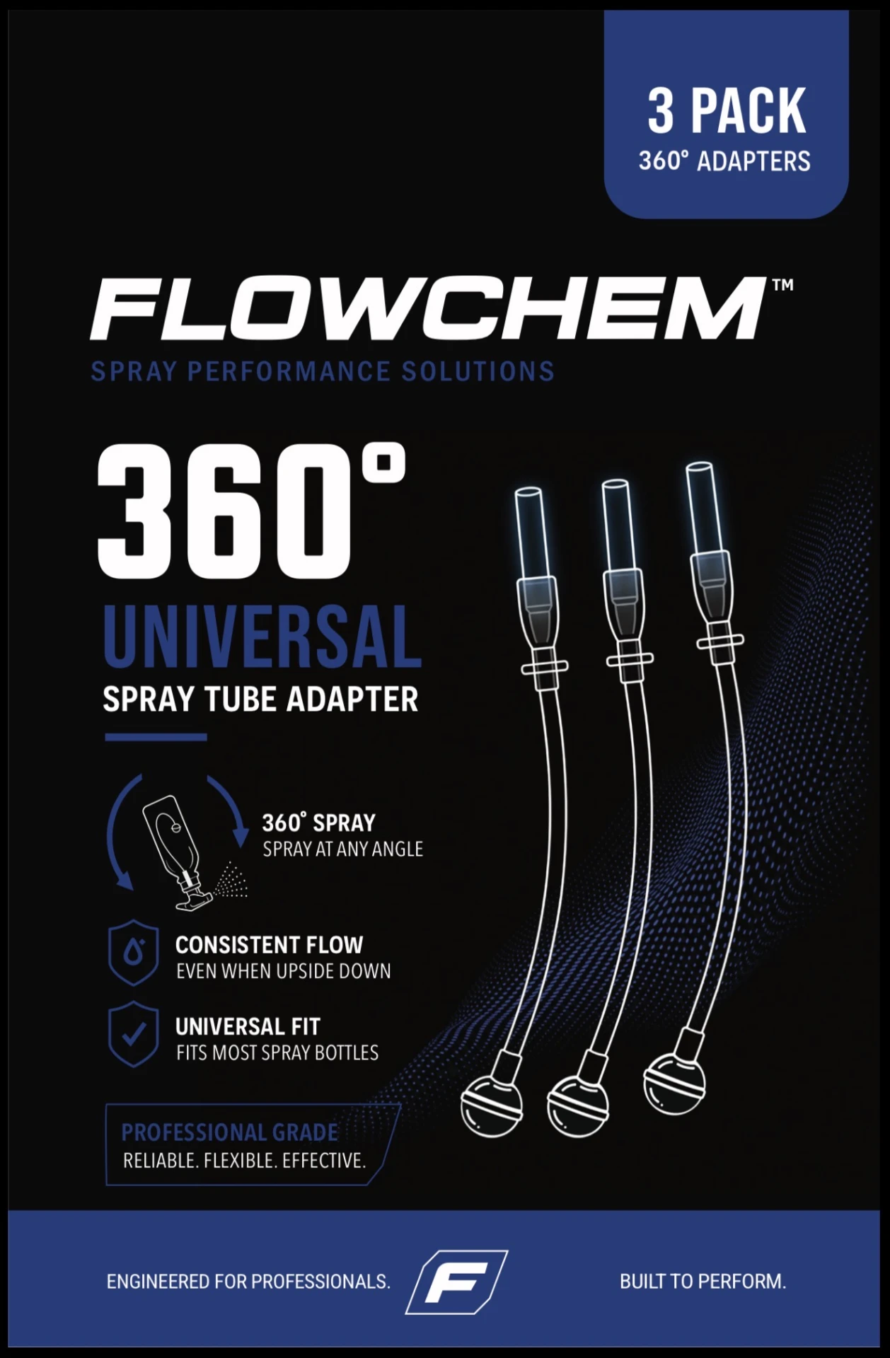 FLOW 360° Universal Spray Tube Adapter packaging, front